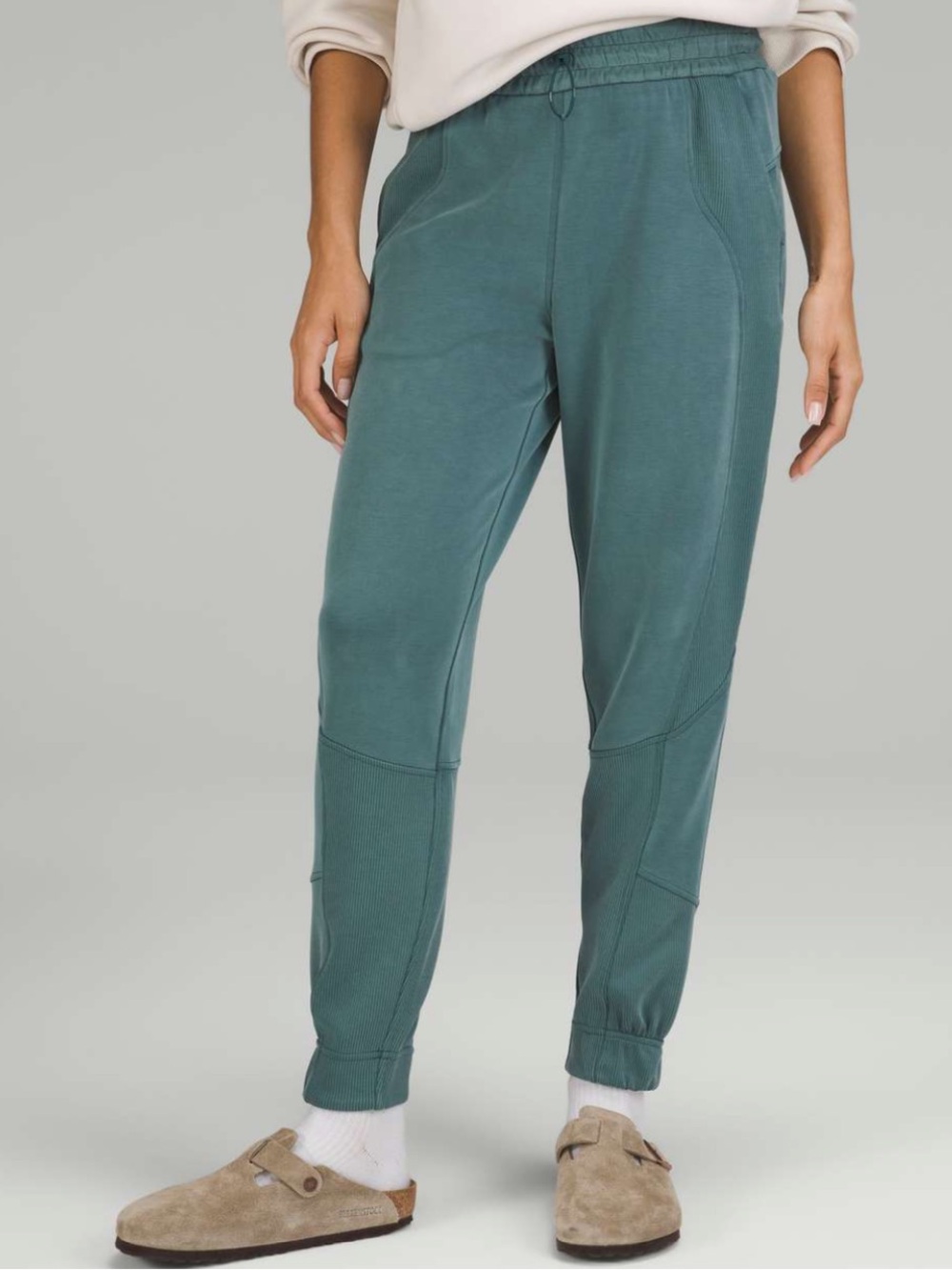 Lululemon Brushed Softstreme Ribbed High-Rise Jogger Pants Green Jasper Size 4